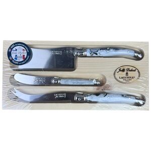 Laguiole Jean Dubost Cheese Knife 3-Piece Set Stainless Steel W/ Marble Handles